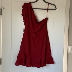Maroon One shouldered dress